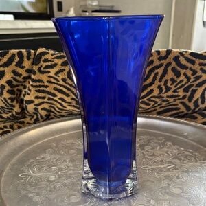 VINTAGE HOOSIER GLASS COBALT BLUE HEXAGON HEAVY VASE #4040 9